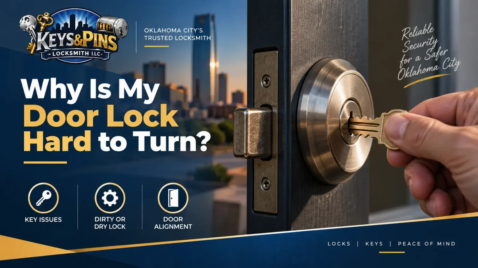 why is my door lock hard to turn